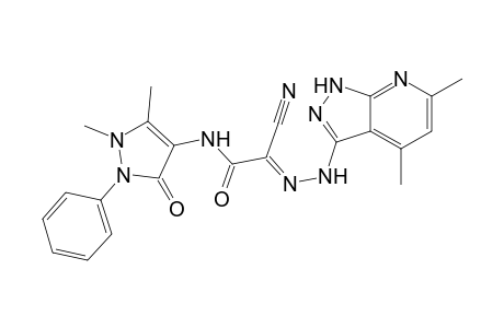 2-Cyano-N-(1,5-dimethyl-3-oxo-2-phenyl-2,3-dihydro-1H-pyrazol-4-yl)-2-[(4,6-dimethyl-1H-pyrazolo[3,4-b]pyridin-3-yl)hydrazono]acetamide