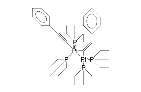1-Phenylacetylidenyl-tetrakis(triethylphosphino)-/.my./-phenylvinylidene diplatinium complex
