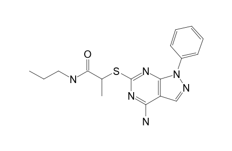 ALPHA-(4-AMINO-1-PHENYLPYRAZOLO-[3,4-D]-PYRIMIDIN-6-YLTHIO)-N-PROPYL-PROPANAMIDE