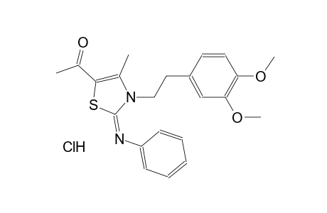 1-[(2E)-3-[2-(3,4-dimethoxyphenyl)ethyl]-4-methyl-2-(phenylimino)-2,3-dihydro-1,3-thiazol-5-yl]ethanone hydrochloride