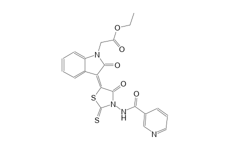 1H-indole-1-acetic acid, 2,3-dihydro-2-oxo-3-[4-oxo-3-[(3-pyridinylcarbonyl)amino]-2-thioxo-5-thiazolidinylidene]-, ethyl ester, (3E)-