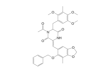 (3Z)-1-acetyl-3-[(6-benzoxy-7-methyl-1,3-benzodioxol-5-yl)methylene]-6-(2,4,5-trimethoxy-3-methyl-benzyl)piperazine-2,5-quinone