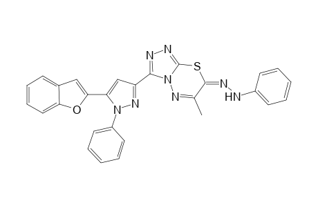 3-[5'-(Benzofuran-2'-yl)-1'-phenyl-1H-pyrazol-3'-yl]-6-methyl- 7-(2"-phenylhydrazono)-7H-(1,2,4)-triazolo[3,4-b]-(1,3,4)-thiadiazine