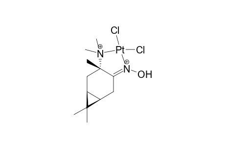 [.eta.-N,N'-{(1S,3S,6R)-3-N,N-Dimethylaminocaran-4-one E-oxime}]dichloro platimum