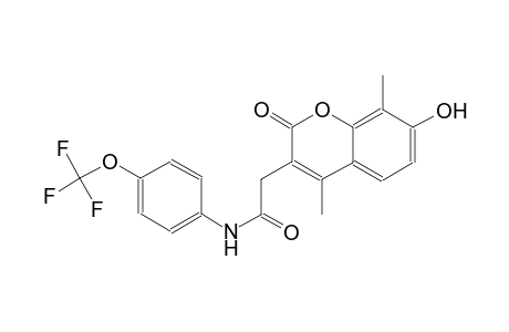 2H-1-benzopyran-3-acetamide, 7-hydroxy-4,8-dimethyl-2-oxo-N-[4-(trifluoromethoxy)phenyl]-