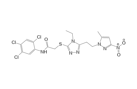 2-({4-ethyl-5-[2-(5-methyl-3-nitro-1H-pyrazol-1-yl)ethyl]-4H-1,2,4-triazol-3-yl}sulfanyl)-N-(2,4,5-trichlorophenyl)acetamide