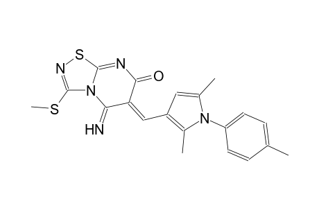 (6Z)-6-{[2,5-dimethyl-1-(4-methylphenyl)-1H-pyrrol-3-yl]methylene}-5-imino-3-(methylsulfanyl)-5,6-dihydro-7H-[1,2,4]thiadiazolo[4,5-a]pyrimidin-7-one