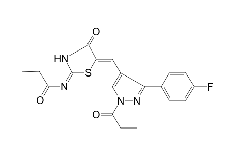 N-[(5Z)-5-[[3-(4-fluorophenyl)-1-(1-oxopropyl)-4-pyrazolyl]methylidene]-4-oxo-2-thiazolyl]propanamide
