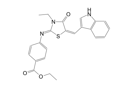 ethyl 4-{[(2Z,5E)-3-ethyl-5-(1H-indol-3-ylmethylene)-4-oxo-1,3-thiazolidin-2-ylidene]amino}benzoate