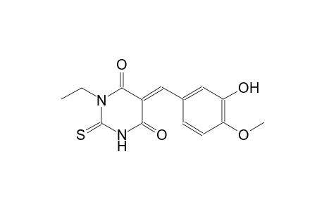4,6(1H,5H)-pyrimidinedione, 1-ethyldihydro-5-[(3-hydroxy-4-methoxyphenyl)methylene]-2-thioxo-, (5E)-
