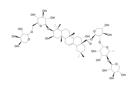 ASTER SAPONIN G ; 3-O-(O-A-L-ARABINOPYRANOSYL-(1->6)-B-D-GLUCOPYRANOSYL)ASTEROGENIC ACID 28-(O-B-D-XYLOPYRANOSYL-(1->4)-A-L-RHAMNOPYRANOSYL-(1->2)-B-D-XYLOPYRANOSYL)ESTER