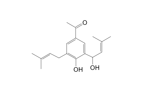 3-[Hydroxyisopent-2(E)-enyl]-5-(isopent-2-enyl)-4-hydroxyacetophenone