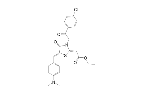 ETHYL-{3-[2-(4-CHLOROPHENYL)-2-OXOETHYL]-5-[4-(DIMETHYLAMINO)-PHENYL]-METHYLIDENE-4-OXOTHIAZOLIDIN-2-YLIDENE}-ACETATE