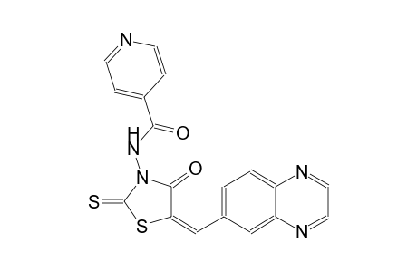 4-pyridinecarboxamide, N-[(5E)-4-oxo-5-(6-quinoxalinylmethylene)-2-thioxothiazolidinyl]-