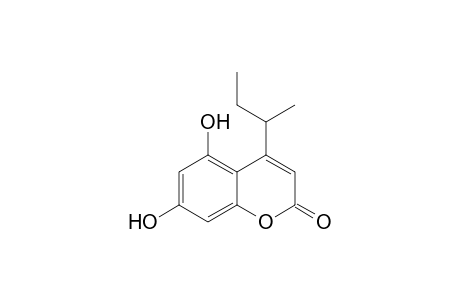 2H-1-Benzopyran-2-one, 5,7-dihydroxy-4-(1-methylpropyl)-, (.+-.)-