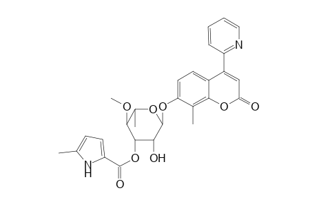 7-[[3-O-(5-Methylpyrrol-2-ylcarbonyl)-6-deoxy-5-C-methyl-4-O-methyl-.beta.-L-lyxo-hexapyranosyl]oxy]-8-methyl-4-(pyridin-2-yl)chromen-2-one