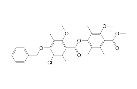 Benzoic acid, 3-chloro-6-methoxy-2,5-dimethyl-4-(phenylmethoxy)-, 3-methoxy-4-(methoxycarbonyl)-2,5,6-trimethylphenyl ester