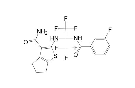 2-[[1,1,1,3,3,3-hexafluoro-2-[(3-fluorobenzoyl)amino]propan-2-yl]amino]-5,6-dihydro-4H-cyclopenta[b]thiophene-3-carboxamide