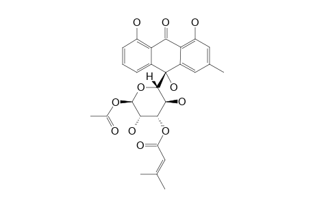 ALVARADOIN_I;(10-R)-C-(1-O-ACETYL-3-O-SENECIOYL)-BETA-L-LYXOPYRANOSYL-1,8,10-TRIHYDROXY-3-METHYLANTHRACEN-9-ONE