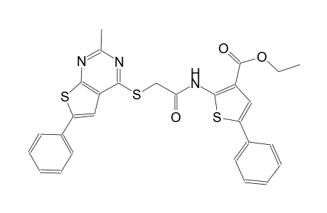 3-thiophenecarboxylic acid, 2-[[[(2-methyl-6-phenylthieno[2,3-d]pyrimidin-4-yl)thio]acetyl]amino]-5-phenyl-, ethyl ester