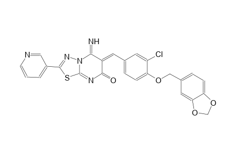 (6Z)-6-[4-(1,3-benzodioxol-5-ylmethoxy)-3-chlorobenzylidene]-5-imino-2-(3-pyridinyl)-5,6-dihydro-7H-[1,3,4]thiadiazolo[3,2-a]pyrimidin-7-one