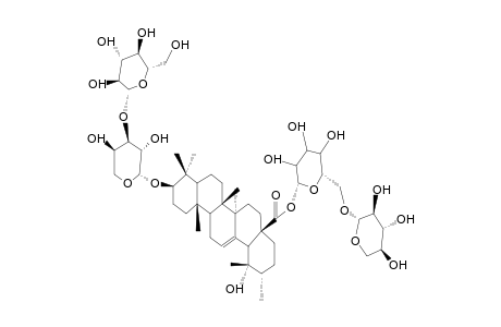 ILEXOSIDE VII ; 3-O-beta-D-GLUCOPYRANOSYL (1-3)-alpha-L-ARABINOPYRANOSYL-POMOLIC ACID 28-O-beta-D-XYLOPYRANOSYL-(1-6)-beta-D-GLUCOPYRANOSIDE