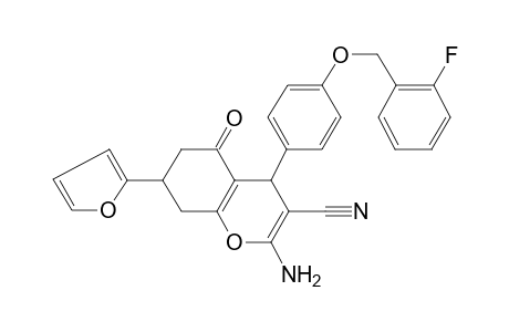 2-Amino-4-[4-(2-fluorobenzyl)oxyphenyl]-7-(2-furyl)-5-keto-4,6,7,8-tetrahydrochromene-3-carbonitrile
