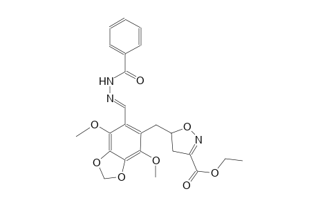 3-isoxazolecarboxylic acid, 5-[[6-[(E)-(benzoylhydrazono)methyl]-4,7-dimethoxy-1,3-benzodioxol-5-yl]methyl]-4,5-dihydro-, ethyl ester