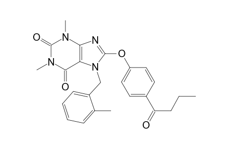 1H-Purine-2,6-dione, 3,7-dihydro-1,3-dimethyl-7-[(2-methylphenyl)methyl]-8-[4-(1-oxobutyl)phenoxy]-