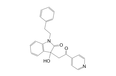 3-hydroxy-3-[2-oxo-2-(4-pyridinyl)ethyl]-1-(2-phenylethyl)-1,3-dihydro-2H-indol-2-one