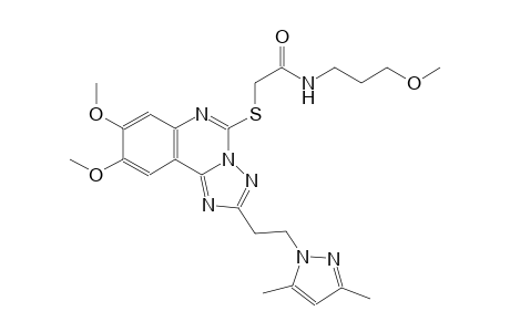 2-({2-[2-(3,5-dimethyl-1H-pyrazol-1-yl)ethyl]-8,9-dimethoxy[1,2,4]triazolo[1,5-c]quinazolin-5-yl}sulfanyl)-N-(3-methoxypropyl)acetamide