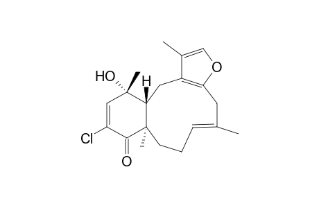 Benzo[4,5]cyclodeca[1,2-b]furan-9(7H)-one, 10-chloro-4,8,8a,12,12a,13-hexahydro-12-hydroxy-1,5,8a,12-tetramethyl-, (5E,8aR*,12R*,12aR*)-(-)-