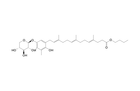 Butyl 14-[2'-hydroxy-3',4'-dimethyl-5'-(1"-.beta.-D-xylopyranosyloxy)phenyl]-4,8,12-trimethyltetradeca-4,8,12-trienoate