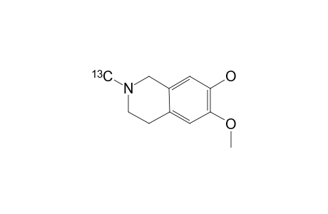 N-(13)-C-METHYL-1,2,3,4-TETRAHYDRO-7-HYDROXY-6-METHOXYISOQUINOLINE