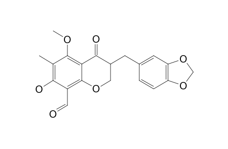 OPHIOPOGONANONE-D;5-METHOXY-6-METHYL-7-HYDROXY-8-ALDEHYDO-3-(3',4'-METHYLENEDIOXYBENZYL)-CHROMAN-4-ONE