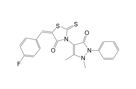 (5E)-3-(1,5-dimethyl-3-oxo-2-phenyl-2,3-dihydro-1H-pyrazol-4-yl)-5-(4-fluorobenzylidene)-2-thioxo-1,3-thiazolidin-4-one