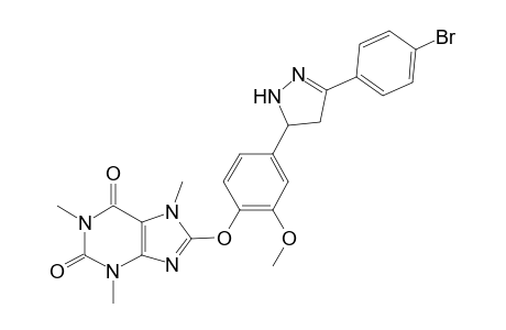 3-(4-Bromophenyl)-5-((4-(2,6-dioxo-1,3,7-trimethyl-2,3,6,7-tetrahydro-1H-purine-8-yl)oxy)-3-methoxyphenyl)-4,5-dihydro-1Hpyrazole