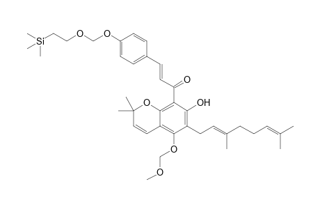 2,2-Dimethyl-7-hydroxy-5-methoxymethoxy-6-geranyl-8-[3-[4-(2-(trimethylsilyl)ethoxymethyloxy)phenyl]-1-oxoprop-2-enyl]benzopyran