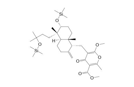 4H-Pyran-3-carboxylic acid, 5-[[decahydro-5,8a-dimethyl-2-methylene-5-[3-methyl-3-[(trimethylsilyl)oxy]butyl]-6-[(trimethylsilyl)oxy]-1-naphthalenyl]methyl]-6-methoxy-2-methyl-4-oxo-, methyl ester, (1.alpha.,4a.alpha.,5.alpha.,6.alpha.,8a.beta.)-
