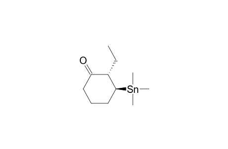 Cyclohexanone, 2-ethyl-3-(trimethylstannyl)-, trans-