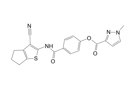 1H-Pyrazole-3-carboxylic acid, 1-methyl-, 4-[[(3-cyano-5,6-dihydro-4H-cyclopenta[b]thiophen-2-yl)amino]carbonyl]phenyl ester