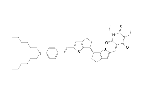 (E)-2-[(1,3-Diaza-1,3-diethyl-4,6-dioxo-2-thioxocyclohex-5-ylidene)methyl]-2'-(E)-(4-N,N-dimethylaminobenzylidene)methyl]-2-formyl-6,6'-bis(4,5-dihydro-6H-cyclopenta[b]thienylidene)