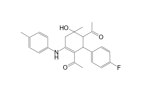 1-[3-acetyl-2-(4-fluorophenyl)-6-hydroxy-6-methyl-4-[(4-methylphenyl)amino]-1-cyclohex-3-enyl]ethanone