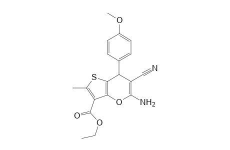 7H-Thieno[3,2-b]pyran-3-carboxylic acid, 5-amino-6-cyano-7-(4-methoxyphenyl)-2-methyl-, ethyl ester