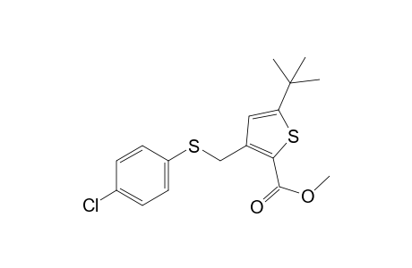 5-tert-butyl-{[(p-chlorophenyl)thio]methyl}-2-thiophenecarboxylic acid, methyl ester