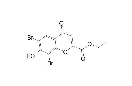4H-1-Benzopyran-2-carboxylic acid, 6,8-dibromo-7-hydroxy-4-oxo-, ethyl ester