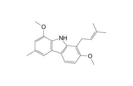 2,8-Dimethoxy-6-methyl-1-(3-methyl-2-butenyl)-9H-carbazole