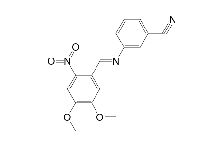 3-([(E)-(4,5-Dimethoxy-2-nitrophenyl)methylidene]amino)benzonitrile