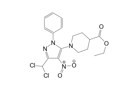 ethyl 1-[3-(dichloromethyl)-4-nitro-1-phenyl-1H-pyrazol-5-yl]-4-piperidinecarboxylate