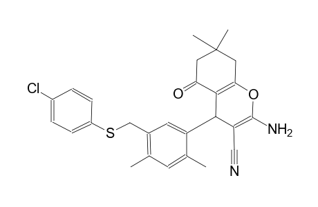 2-amino-4-(5-{[(4-chlorophenyl)sulfanyl]methyl}-2,4-dimethylphenyl)-7,7-dimethyl-5-oxo-5,6,7,8-tetrahydro-4H-chromene-3-carbonitrile